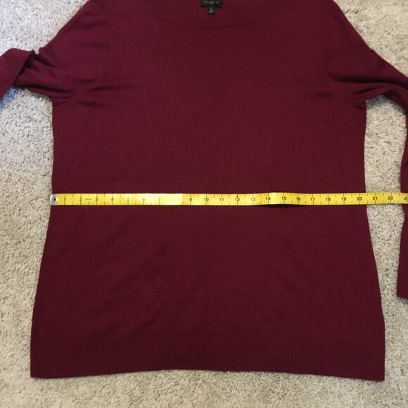 Talbots Burgundy Flared Tie Sleeve Cashmere Blend Sweater - Picture 12 of 15